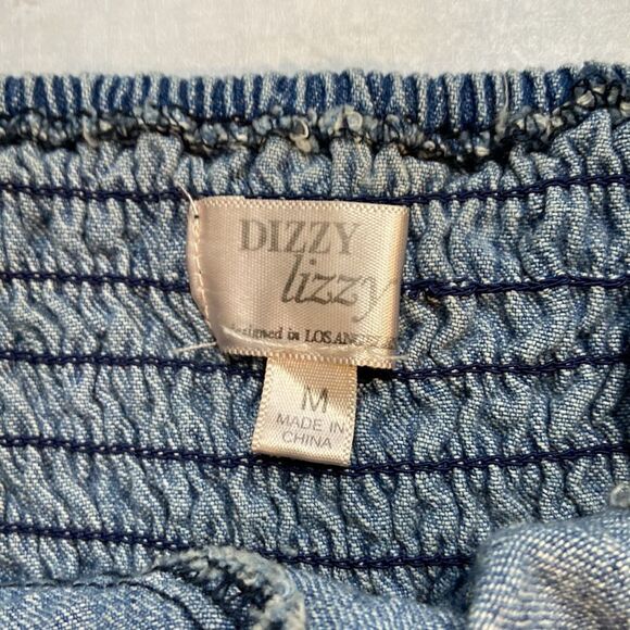 WOMENS DENIM CROP Top Shirt Size M - Picture 3 of 5